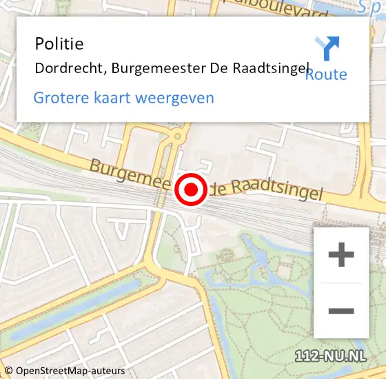 Locatie op kaart van de 112 melding: Politie Dordrecht, Burgemeester De Raadtsingel op 8 maart 2020 00:06