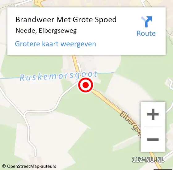 Locatie op kaart van de 112 melding: Brandweer Met Grote Spoed Naar Neede, Eibergseweg op 8 maart 2020 00:55