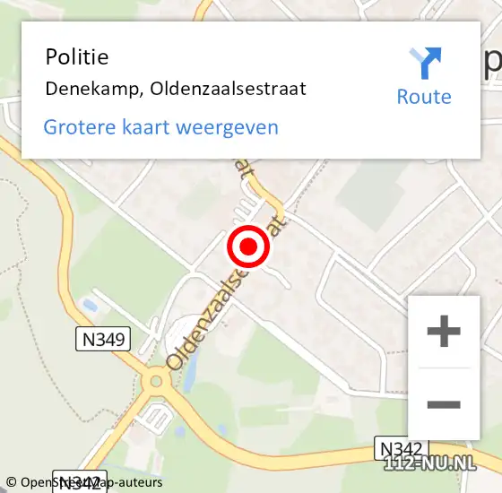 Locatie op kaart van de 112 melding: Politie Denekamp, Oldenzaalsestraat op 8 maart 2020 01:03