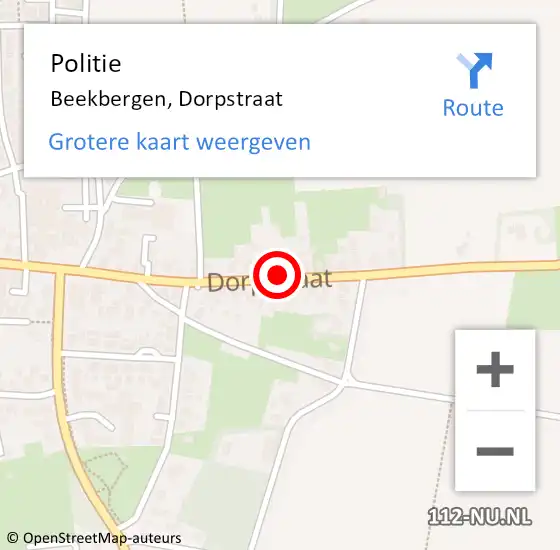 Locatie op kaart van de 112 melding: Politie Beekbergen, Dorpstraat op 8 maart 2020 01:13