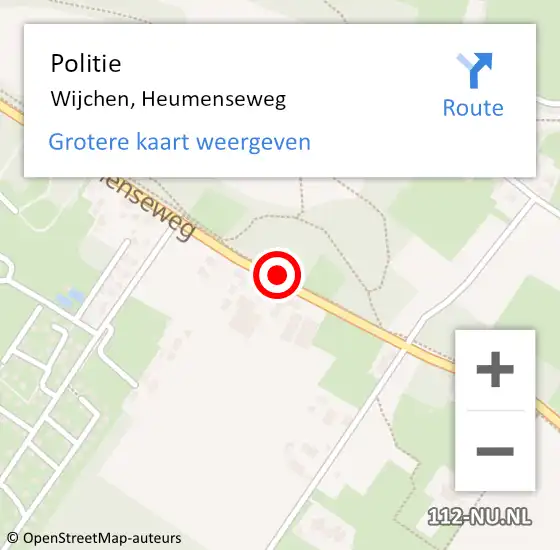 Locatie op kaart van de 112 melding: Politie Wijchen, Heumenseweg op 8 maart 2020 01:27