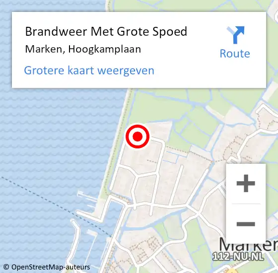 Locatie op kaart van de 112 melding: Brandweer Met Grote Spoed Naar Marken, Hoogkamplaan op 8 maart 2020 03:57