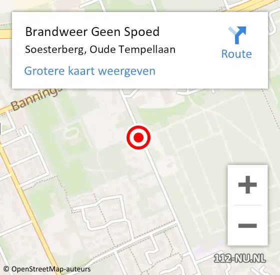 Locatie op kaart van de 112 melding: Brandweer Geen Spoed Naar Soesterberg, Oude Tempellaan op 8 maart 2020 06:14