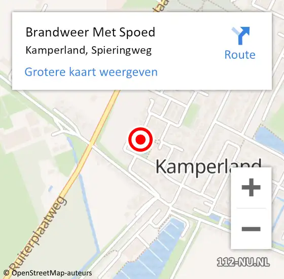 Locatie op kaart van de 112 melding: Brandweer Met Spoed Naar Kamperland, Spieringweg op 30 april 2014 17:39