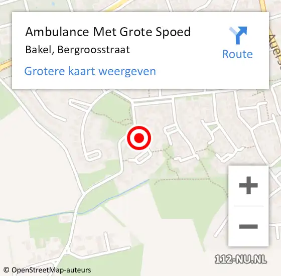 Locatie op kaart van de 112 melding: Ambulance Met Grote Spoed Naar Bakel, Bergroosstraat op 8 maart 2020 12:08