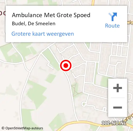 Locatie op kaart van de 112 melding: Ambulance Met Grote Spoed Naar Budel, De Smeelen op 8 maart 2020 12:55