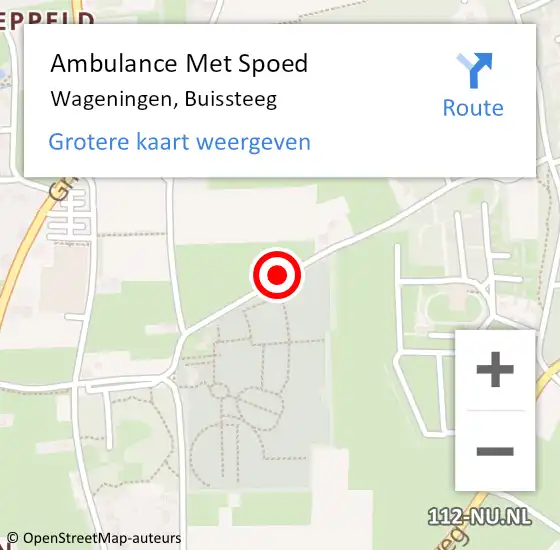 Locatie op kaart van de 112 melding: Ambulance Met Spoed Naar Wageningen, Buissteeg op 8 maart 2020 13:47