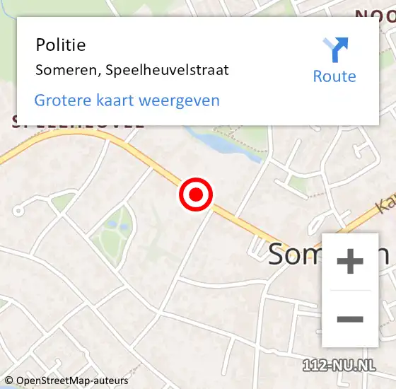 Locatie op kaart van de 112 melding: Politie Someren, Speelheuvelstraat op 8 maart 2020 14:27