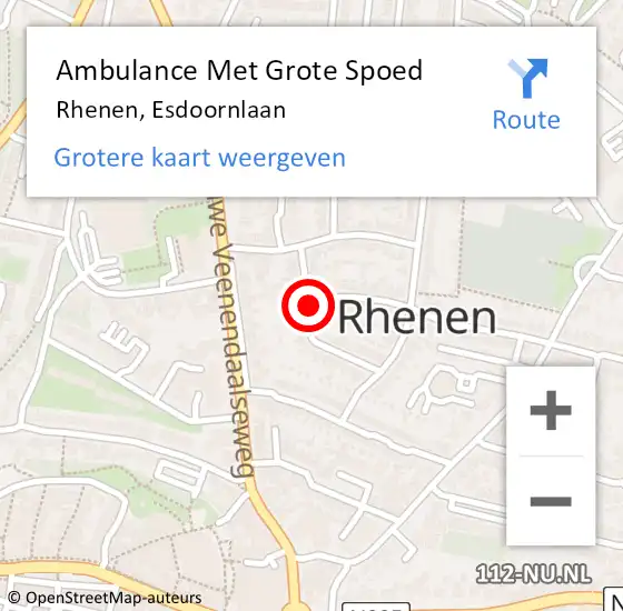 Locatie op kaart van de 112 melding: Ambulance Met Grote Spoed Naar Rhenen, Esdoornlaan op 8 maart 2020 14:49