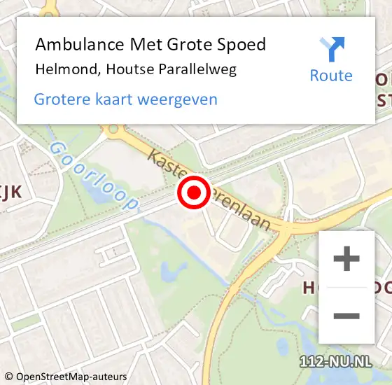 Locatie op kaart van de 112 melding: Ambulance Met Grote Spoed Naar Helmond, Houtse Parallelweg op 8 maart 2020 16:20