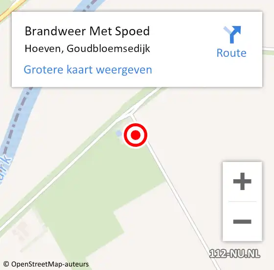 Locatie op kaart van de 112 melding: Brandweer Met Spoed Naar Hoeven, Goudbloemsedijk op 30 april 2014 18:27