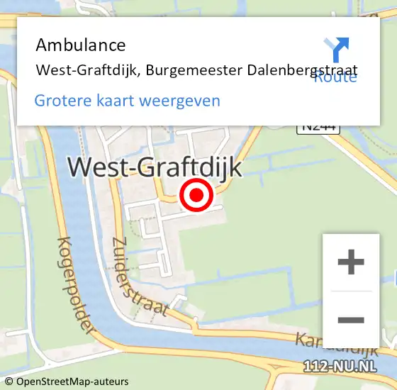 Locatie op kaart van de 112 melding: Ambulance West-Graftdijk, Burgemeester Dalenbergstraat op 8 maart 2020 17:53