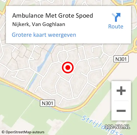 Locatie op kaart van de 112 melding: Ambulance Met Grote Spoed Naar Nijkerk, Van Goghlaan op 8 maart 2020 18:10