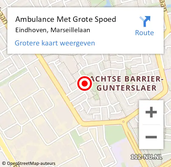 Locatie op kaart van de 112 melding: Ambulance Met Grote Spoed Naar Eindhoven, Marseillelaan op 8 maart 2020 18:17