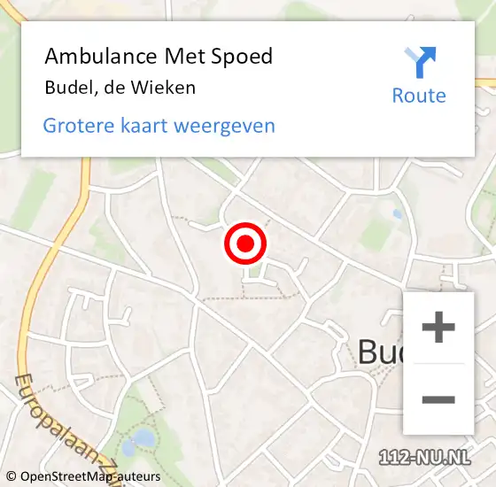 Locatie op kaart van de 112 melding: Ambulance Met Spoed Naar Budel, de Wieken op 8 maart 2020 18:51