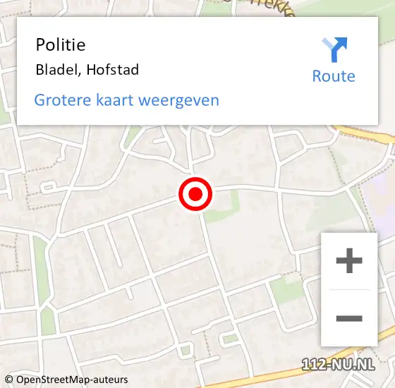 Locatie op kaart van de 112 melding: Politie Bladel, Hofstad op 8 maart 2020 19:06