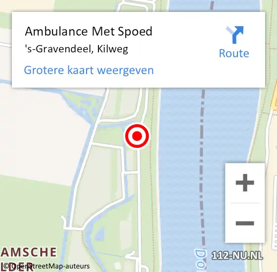 Locatie op kaart van de 112 melding: Ambulance Met Spoed Naar 's-Gravendeel, Kilweg op 8 maart 2020 19:11