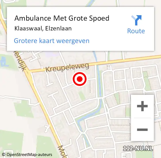 Locatie op kaart van de 112 melding: Ambulance Met Grote Spoed Naar Klaaswaal, Elzenlaan op 8 maart 2020 21:49