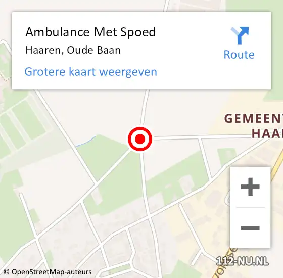 Locatie op kaart van de 112 melding: Ambulance Met Spoed Naar Haaren, Oude Baan op 8 maart 2020 22:14