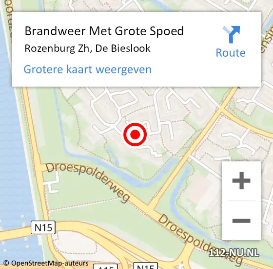 Locatie op kaart van de 112 melding: Brandweer Met Grote Spoed Naar Rozenburg Zh, De Bieslook op 8 maart 2020 23:33