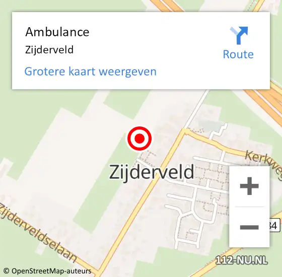 Locatie op kaart van de 112 melding: Ambulance Zijderveld op 9 maart 2020 00:52