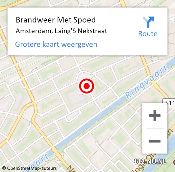 Locatie op kaart van de 112 melding: Brandweer Met Spoed Naar Amsterdam, Laing'S Nekstraat op 9 maart 2020 01:21