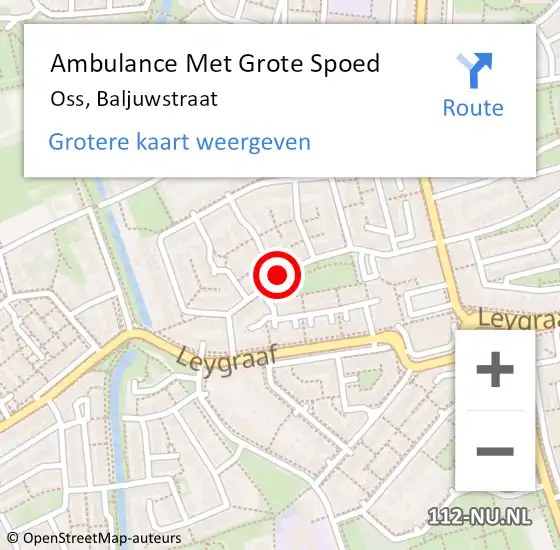 Locatie op kaart van de 112 melding: Ambulance Met Grote Spoed Naar Oss, Baljuwstraat op 9 maart 2020 01:50