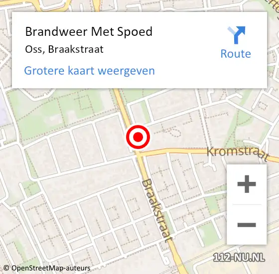 Locatie op kaart van de 112 melding: Brandweer Met Spoed Naar Oss, Braakstraat op 9 maart 2020 02:04