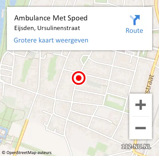 Locatie op kaart van de 112 melding: Ambulance Met Spoed Naar Eijsden, Ursulinenstraat op 30 april 2014 19:10