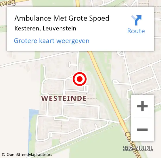 Locatie op kaart van de 112 melding: Ambulance Met Grote Spoed Naar Kesteren, Leuvenstein op 9 maart 2020 02:44