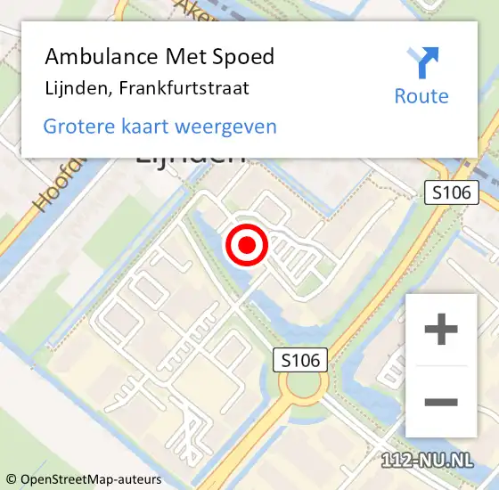 Locatie op kaart van de 112 melding: Ambulance Met Spoed Naar Lijnden, Frankfurtstraat op 9 maart 2020 08:09