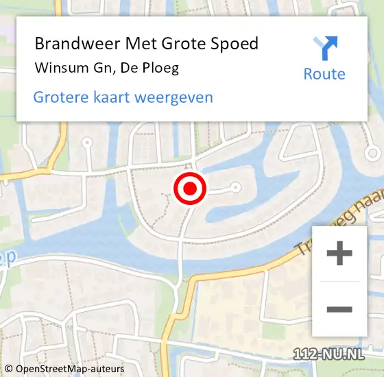 Locatie op kaart van de 112 melding: Brandweer Met Grote Spoed Naar Winsum Gn, De Ploeg op 30 april 2014 19:25