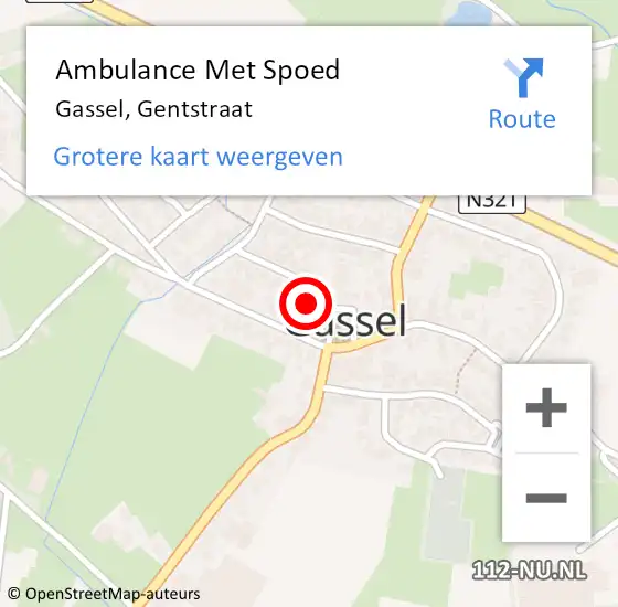 Locatie op kaart van de 112 melding: Ambulance Met Spoed Naar Gassel, Gentstraat op 9 maart 2020 09:05