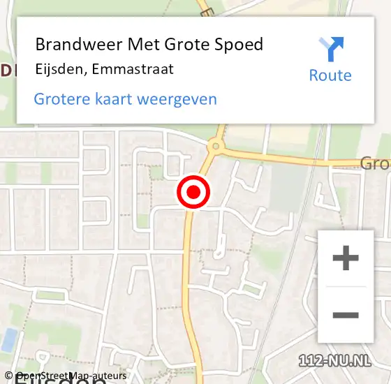 Locatie op kaart van de 112 melding: Brandweer Met Grote Spoed Naar Eijsden, Emmastraat op 9 maart 2020 09:37