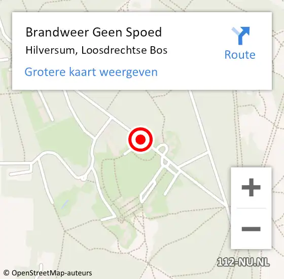 Locatie op kaart van de 112 melding: Brandweer Geen Spoed Naar Hilversum, Loosdrechtse Bos op 9 maart 2020 09:45