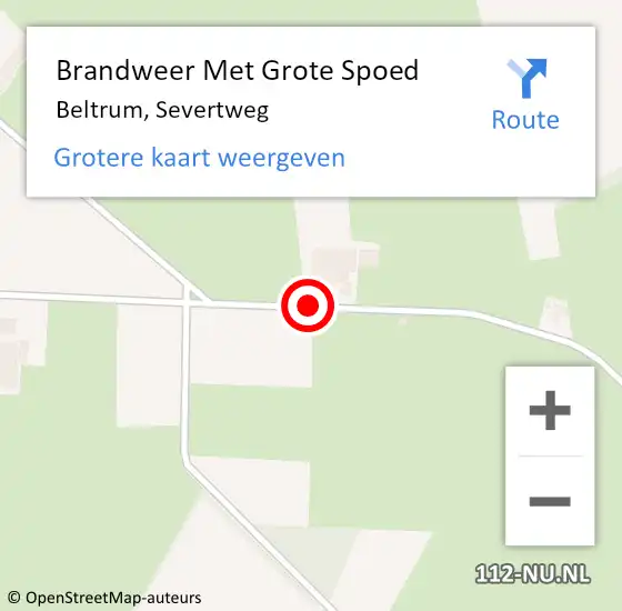 Locatie op kaart van de 112 melding: Brandweer Met Grote Spoed Naar Beltrum, Severtweg op 9 maart 2020 09:48