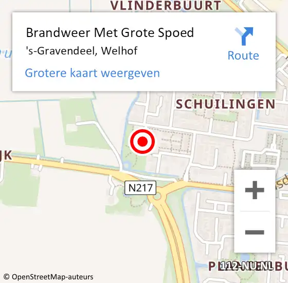 Locatie op kaart van de 112 melding: Brandweer Met Grote Spoed Naar 's-Gravendeel, Welhof op 9 maart 2020 10:30