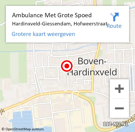 Locatie op kaart van de 112 melding: Ambulance Met Grote Spoed Naar Hardinxveld-Giessendam, Hofweerstraat op 9 maart 2020 11:04