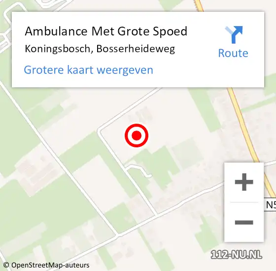 Locatie op kaart van de 112 melding: Ambulance Met Grote Spoed Naar Koningsbosch, Bosserheideweg op 30 april 2014 19:53