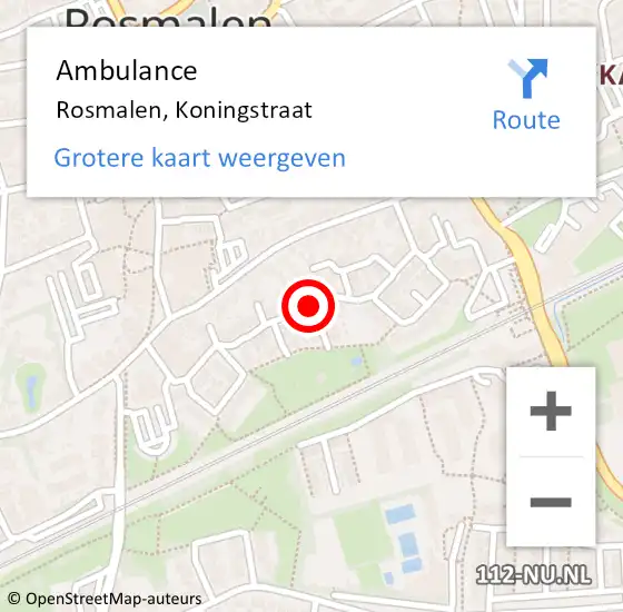 Locatie op kaart van de 112 melding: Ambulance Rosmalen, Koningstraat op 9 maart 2020 11:18