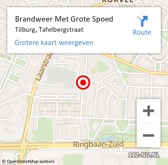 Locatie op kaart van de 112 melding: Brandweer Met Grote Spoed Naar Tilburg, Tafelbergstraat op 9 maart 2020 11:33