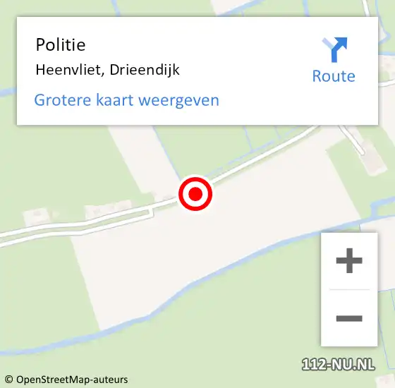 Locatie op kaart van de 112 melding: Politie Heenvliet, Drieendijk op 9 maart 2020 11:43