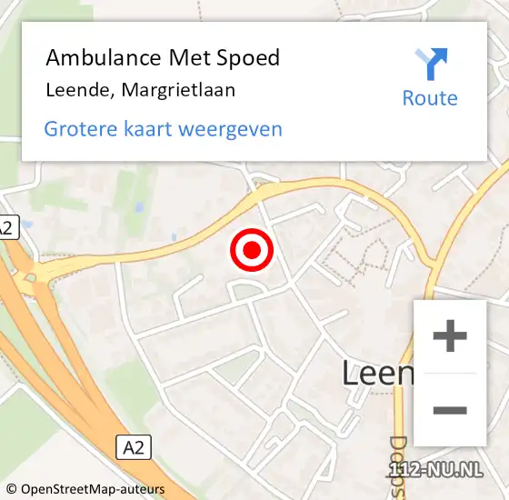 Locatie op kaart van de 112 melding: Ambulance Met Spoed Naar Leende, Margrietlaan op 9 maart 2020 13:22