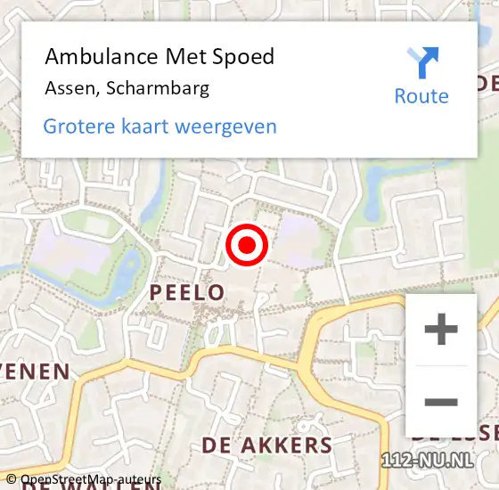 Locatie op kaart van de 112 melding: Ambulance Met Spoed Naar Assen, Scharmbarg op 9 maart 2020 14:20