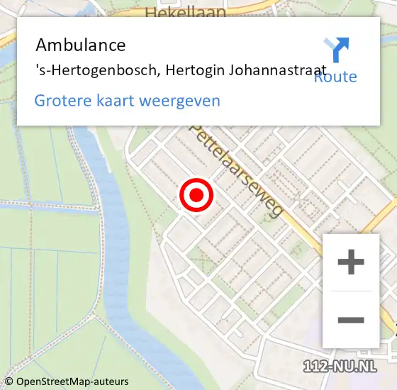 Locatie op kaart van de 112 melding: Ambulance 's-Hertogenbosch, Hertogin Johannastraat op 9 maart 2020 14:35