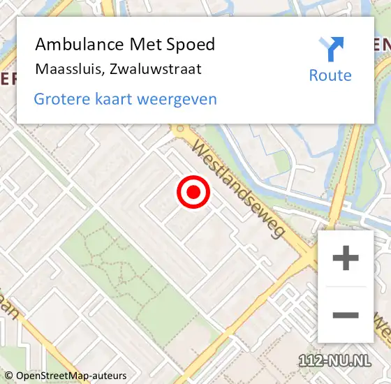 Locatie op kaart van de 112 melding: Ambulance Met Spoed Naar Maassluis, Zwaluwstraat op 9 maart 2020 14:42