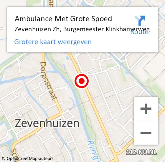 Locatie op kaart van de 112 melding: Ambulance Met Grote Spoed Naar Zevenhuizen Zh, Burgemeester Klinkhamerweg op 9 maart 2020 15:59