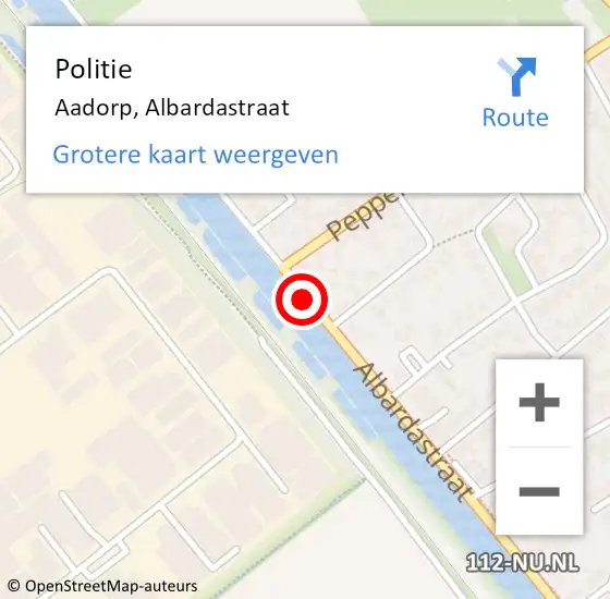 Locatie op kaart van de 112 melding: Politie Aadorp, Albardastraat op 9 maart 2020 16:13