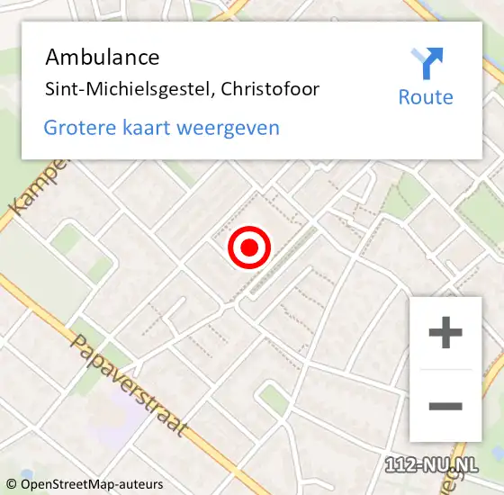 Locatie op kaart van de 112 melding: Ambulance Sint-Michielsgestel, Christofoor op 9 maart 2020 16:29