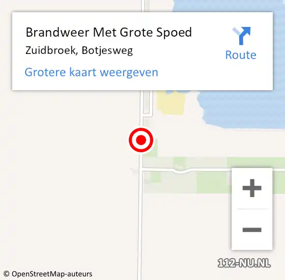 Locatie op kaart van de 112 melding: Brandweer Met Grote Spoed Naar Zuidbroek, Botjesweg op 9 maart 2020 17:11